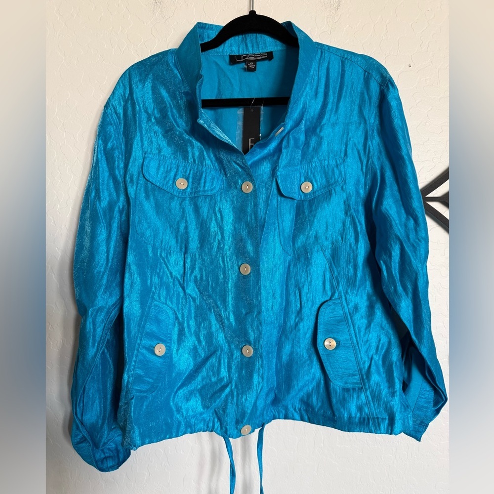 LINEAR Azure Blue Lightweight Safari Jacket - NEW - 1X